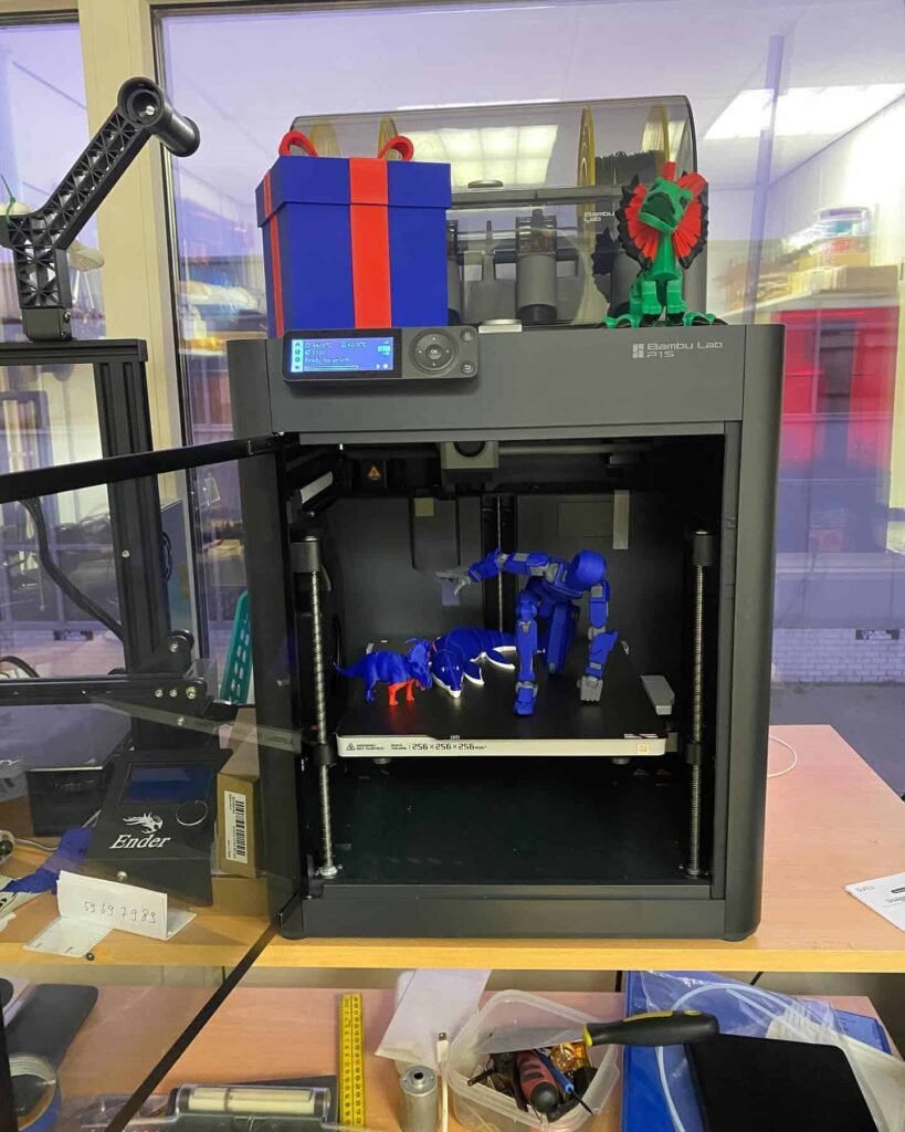 view of our own purchase testing bambu lab p1s combo (best all around for speed and quality) 3d printer for small business uk unboxing package arrival several weeks to months